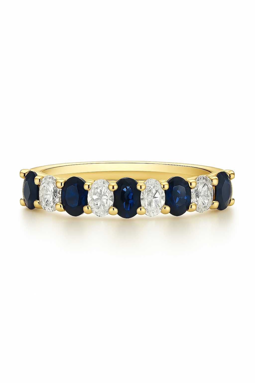 Oval Half Eternity Ring with Sapphire and Lab Grown 1.6 Carats