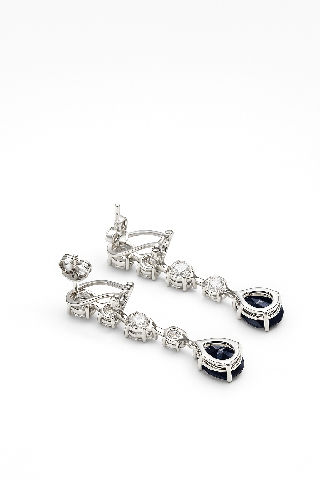 Lab Grown Earrings with Pear Shape Sapphire 9.1 Carats
