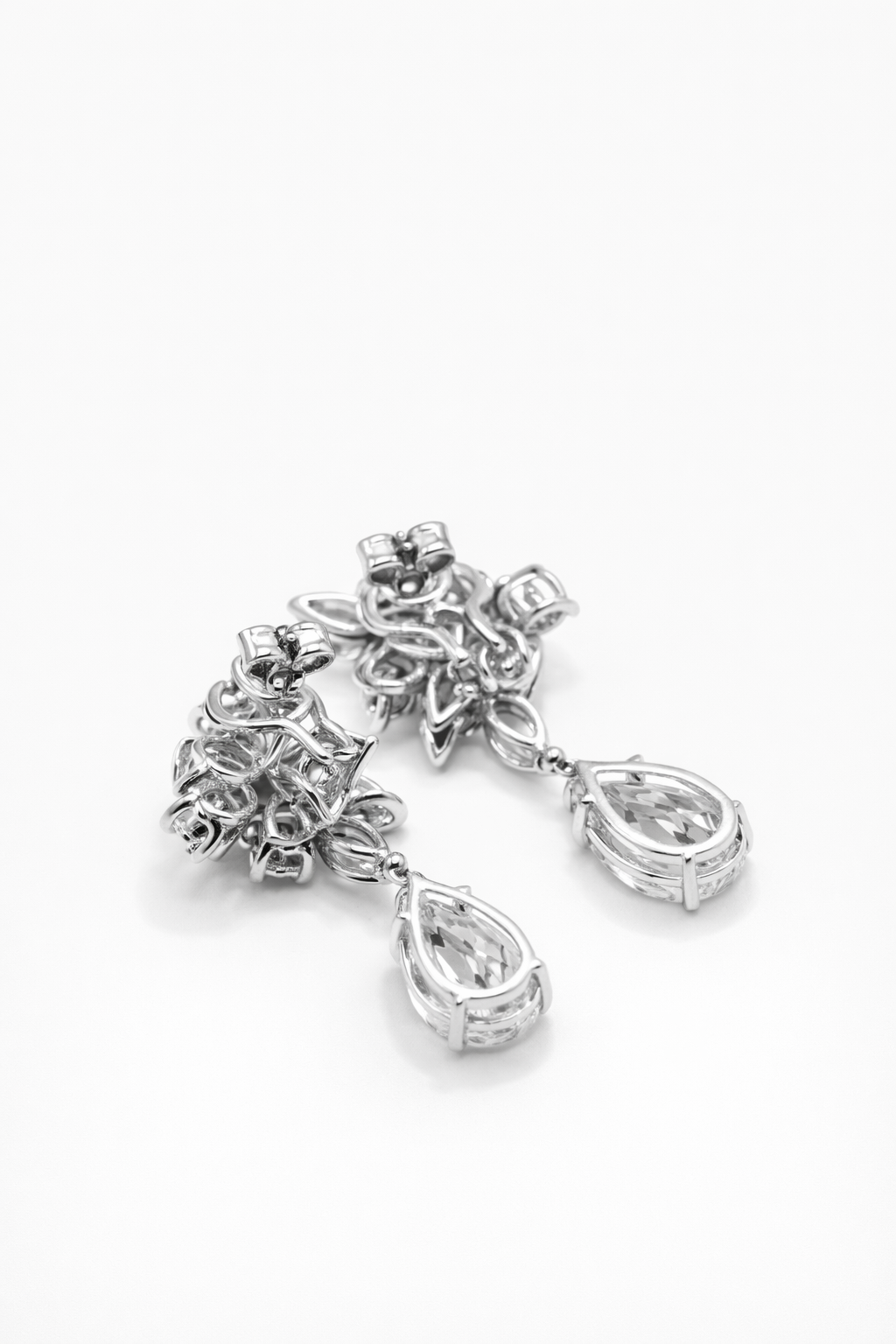 Lab Grown Flower Earrings Marquise & Pears 17.6 Carats