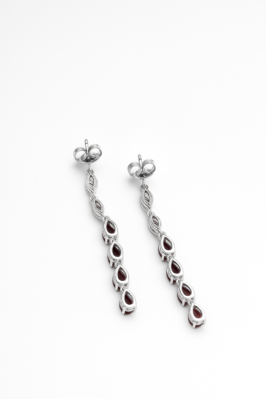 Lab Grown Earrings Drops & Marquise with Rubies 4.5 Carats