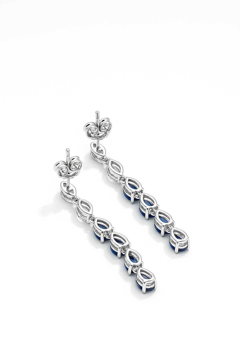 Lab Grown Earrings Drops & Marquise With Sapphires 4.5 Carats