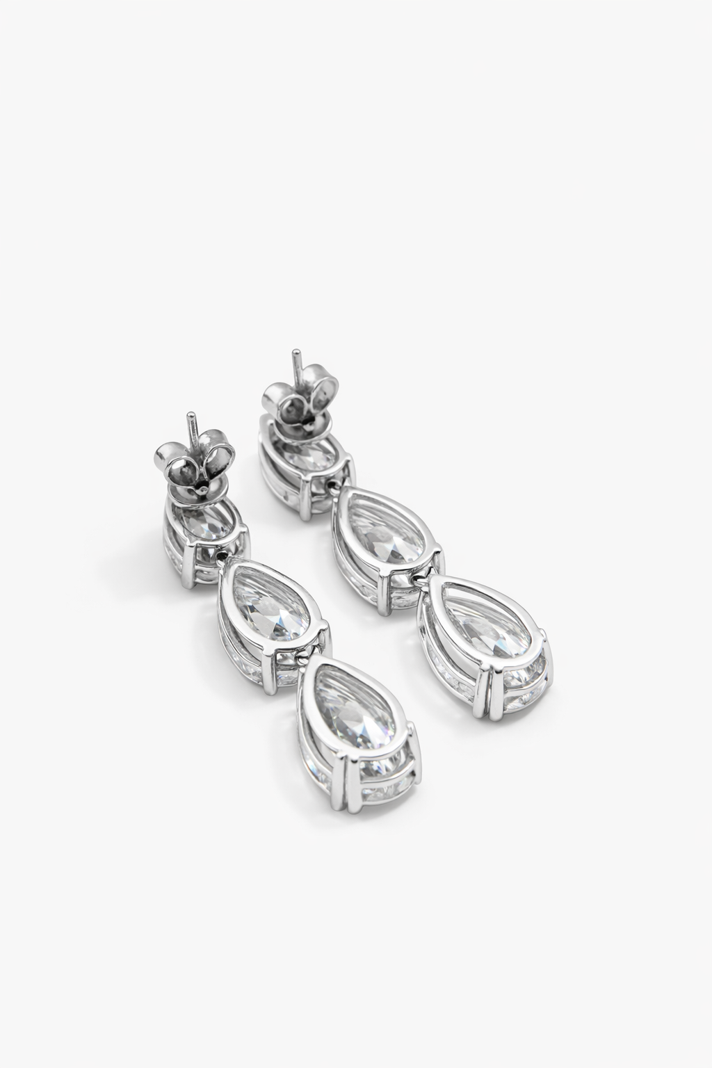 Three Stone Lab Grown Earrings Pear Shape 18.24 Carats