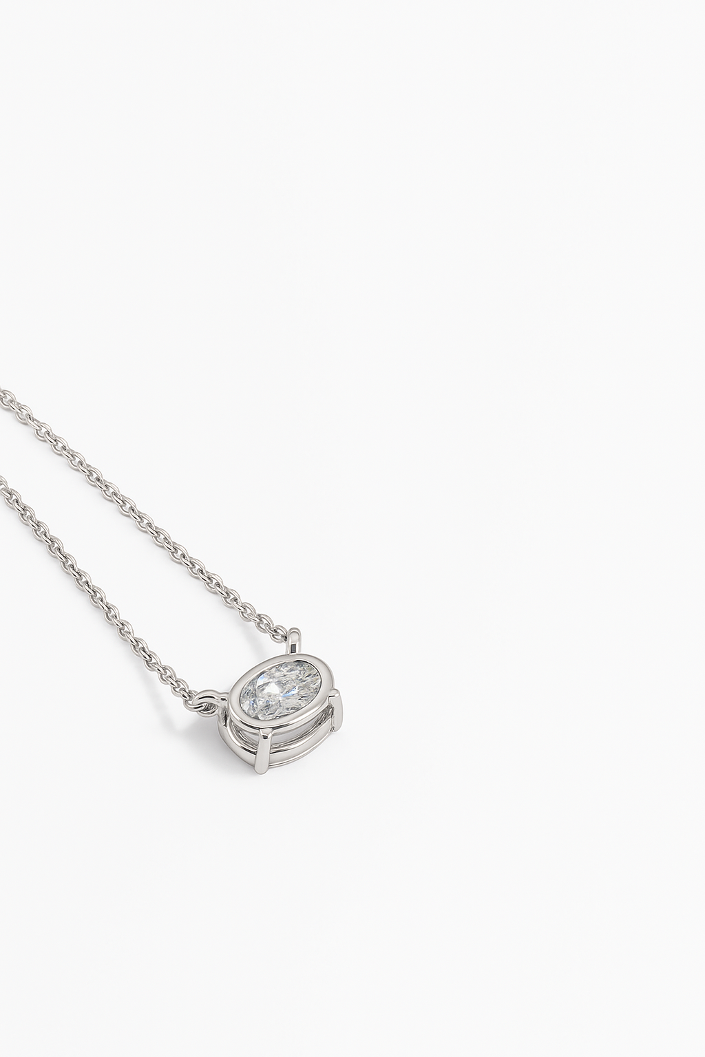 Lab Grown Solitary Necklace Oval Shape 2.0 Carats