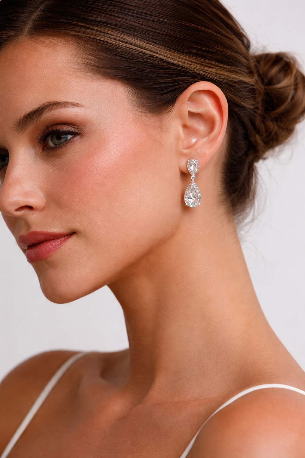Lab Grown Earrings Double Pear 5.0 Carats