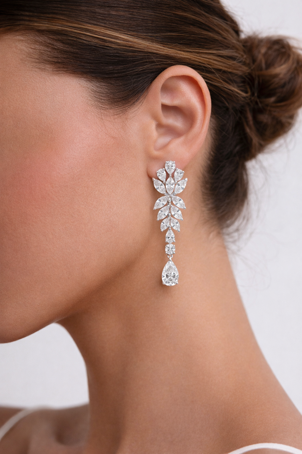 Lab Grown Earrings Cascade Pear & Marquise 16.10 Carats